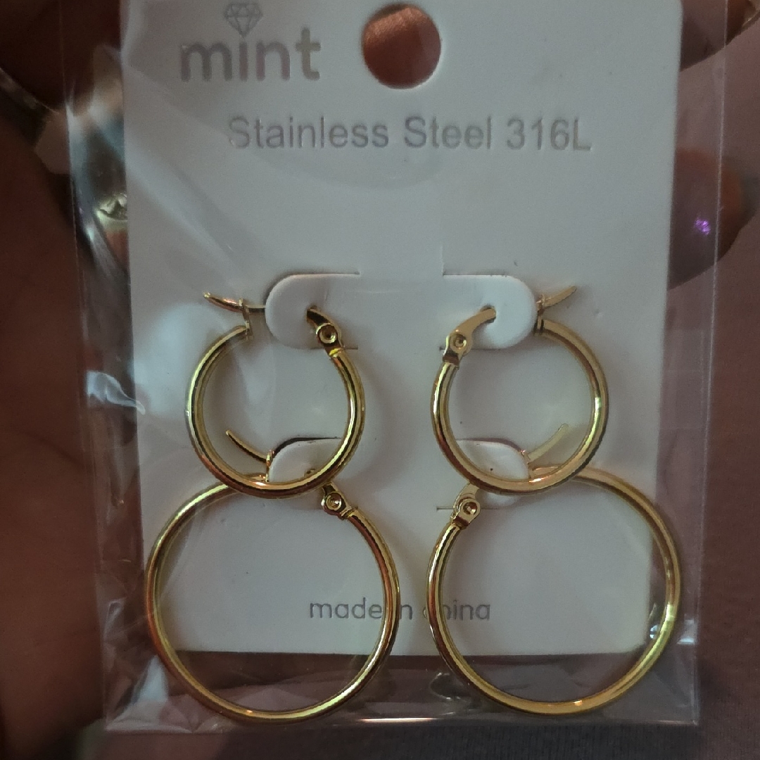 Mint Gold Stainless Steel Hoop Earrings 18$